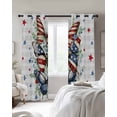 thumbnail image 4 of Navy Blue Butterfly 4th of July Blackout Curtains for Bedroom Darkening Curtains 63 Inches Long Independence Day Star Grey Plaid Window Curtain 2 Panels Set Window Treatment Drapes 42"x63", 4 of 9