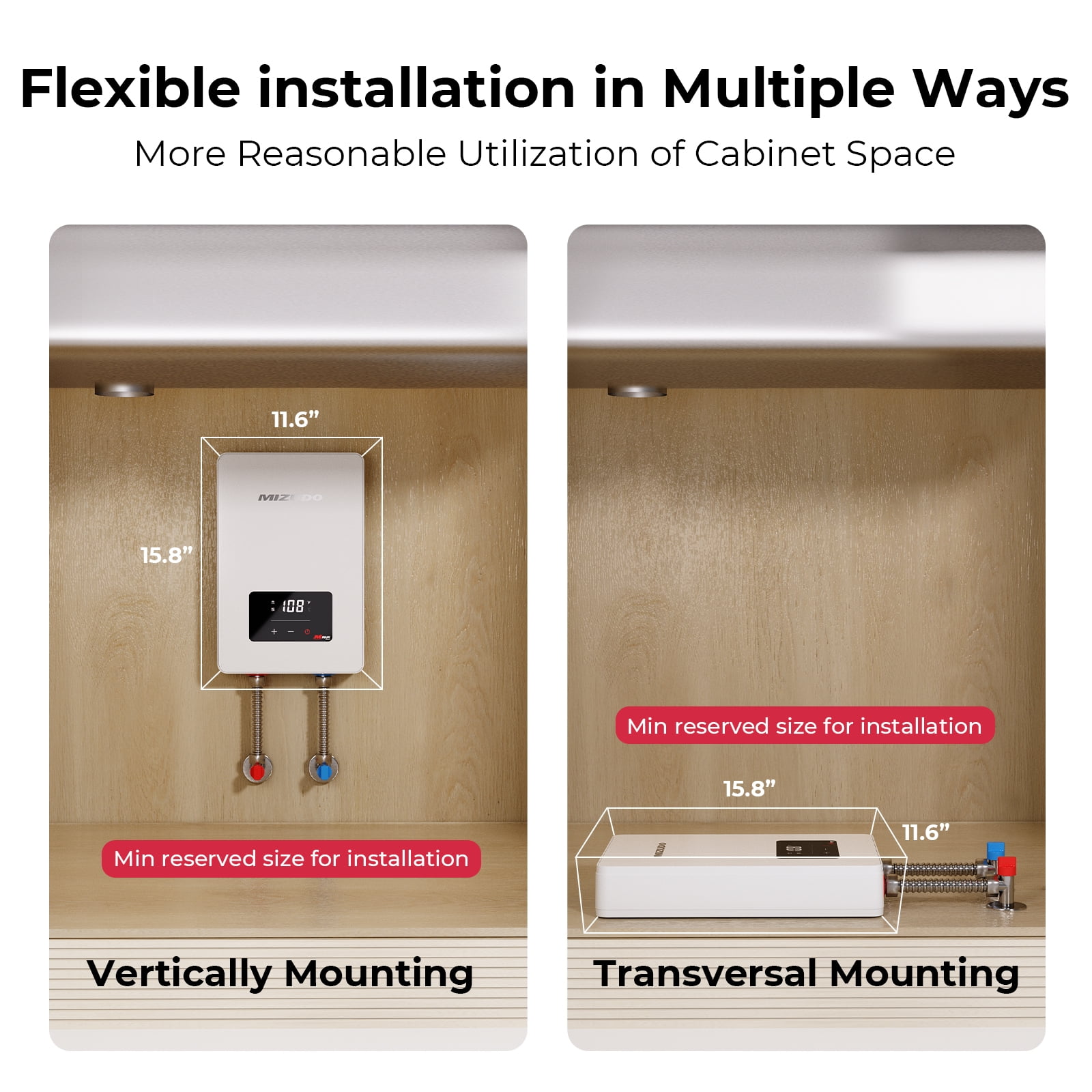 Mizudo EQUIK Classic 6.5 kW 1.13 GPM 240-Volt Touch Screen Residential Tankless Electric Instant Hot Water Heater