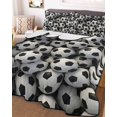 thumbnail image 3 of Quilts Twin Size Bedding Set, Football Sports Lightweight Quilted Comforter, Modern Chic Classic Soccer Textured Soft Reversible Bedspread Coverlet with Pillow Covers for All Season, 68" x 86", 3 of 7