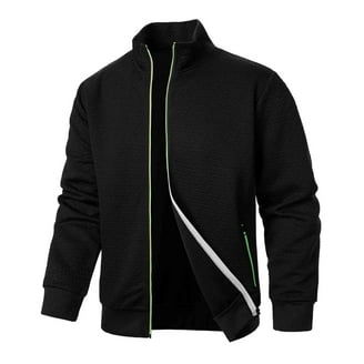 bbymog Men Jacket Solid Color Zip Up Outdoor Plus Size Sport Coat