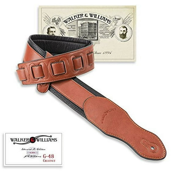 Walker & Williams G-48 Chestnut Brown Guitar Strap with Padded Glove Leather Back