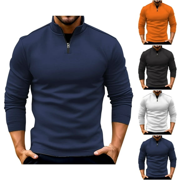 UVEASISHA Quarter Zip Golf Pullover Men Slim Fit Casual Long Sleeve Polos Shirt Mens 1/4 Zipper Collar Sweatshirts Fall Lightweight Fashion Athletic Sweatshirt Christmas Sales Today Black L