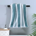 thumbnail image 2 of YFTDEF Coral Fleece Bath Towel, 29.5x13.8 in Large Striped Quick Dry Hair Towel, Highly Absorbent Face and Body Cloth, Gym Travel Towel, Soft Bathroom Spa Accessory, Green, 2 of 4