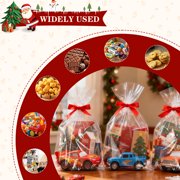 Bottom Gusset Bags Mug Gift Wrap Clear Cellophane Plastic Treat Goodie Bags with Ribbon Twist Ties Party Favor Packaging 8x 11 100Pcs