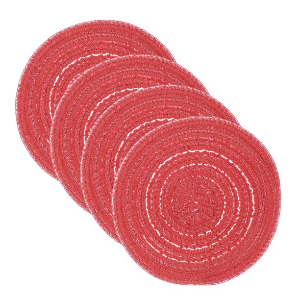 Uxcell 4 Pcs Manteles Individuales Redondos Tejidos, Mantel Lavable Resistente al Calor de 4.3 Pulgadas para Mesa de Comedor de Cocina Encimera, Rojo