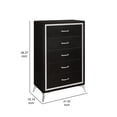 thumbnail image 3 of Benjara Sami 49 Inch Tall Dresser, 5 Drawers, Mirror Trim, Embossed Texture, Black, 3 of 6