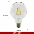 thumbnail image 3 of Bombilla LED de filamento Edison retro E27 E14 de 2/4/6/8 W, CA 220 V, bombilla de vidrio C35, G45, A60, ST64, G80, G95, G125, luz de vela vintage, 3 of 5