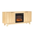 thumbnail image 6 of Hassch 58" Fireplace TV Stand with 18" Electric Fireplace, Farmhouse Wood Entertainment Center with Fluted Doors & Soft Close Hinges & Gold Handles, Remote Control Included, Fits up to 70" TVs, 6 of 6