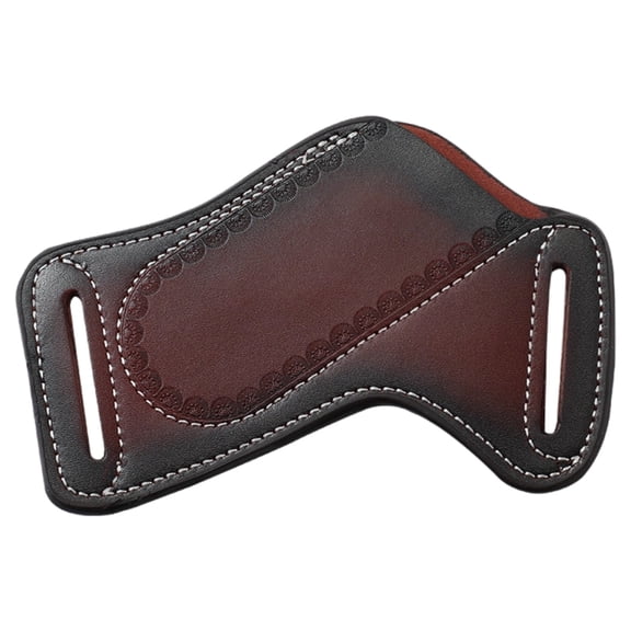 Leather Knife Sheath For Belt, Top Grain Leather Pocket Folding Knife Holder, EDC Tools Holster with Compact Design, 3.9 x 2 x 4.5 in / 10 x 5 x 11.5 cm, Brown