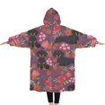 thumbnail image 2 of Oversized Wearable Blanket Hoodie,Dachshund Dog and Flower Floral Sherpa Blanket Hoodie with Super Pockets,Super Warm Fuzzy Pullover for Women & Men, 2 of 6