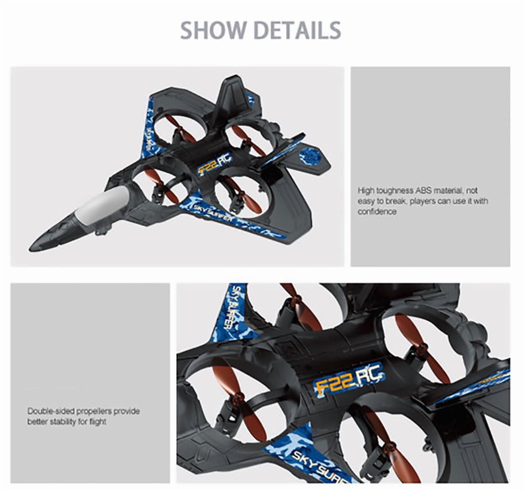F-22 Fighter Jet Stunt RC Toy – 4-Channel Remote Control Aircraft with LED Lights, Auto Flip, One-Key Takeoff/Landing – Crash-Resistant EPP Foam – Perfect for Beginners & Teens 14+