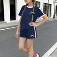 thumbnail image 5 of Edvintorg 2 Piece Outfits for Girls Loose Fit Short Sleeve Crewneck Casual Athletic Shirt and Boyshort Kids Clothes Girls Size 3-14, 5 of 6
