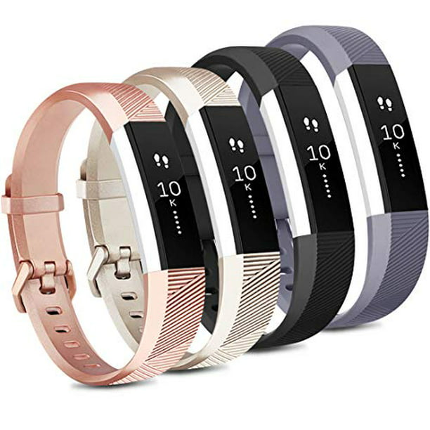 Tobfit 4 Pack Compatible Fitbit Alta/Alta HR Soft Sport Silicone Replacement Wristbands for Women Men (Small, Black/Champagne Gold/Rose Gold/Gray) - Walmart.com