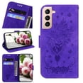 thumbnail image 1 of For Samsung Galaxy S21 FE Case Cover, Shockproof Embossed Pattern PU Leather Magnetic Folio Flip Kickstand Protective Cards Pocket Hand Strap Wallet Case Cover For Samsung Galaxy S21 FE,Purple, 1 of 11