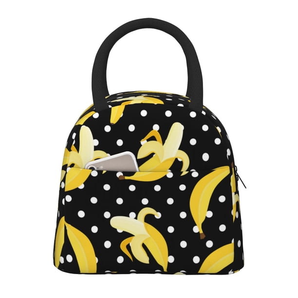 Fotbe Banana Bolsa de Almuerzo con Estampado, Lonchera Aislada, Contenedor de Comida Reutilizable Tipo Cooler a Prueba de Fugas