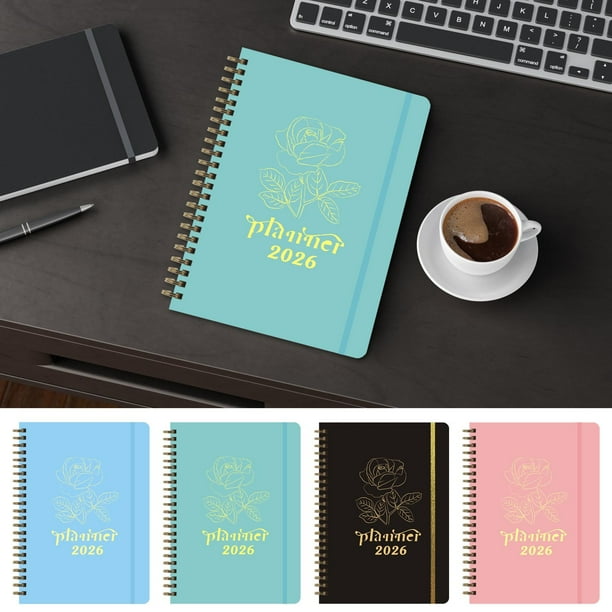 Planificador mensual semanal 2026, cuaderno de bobinas en espiral 6,4" x 8,5"