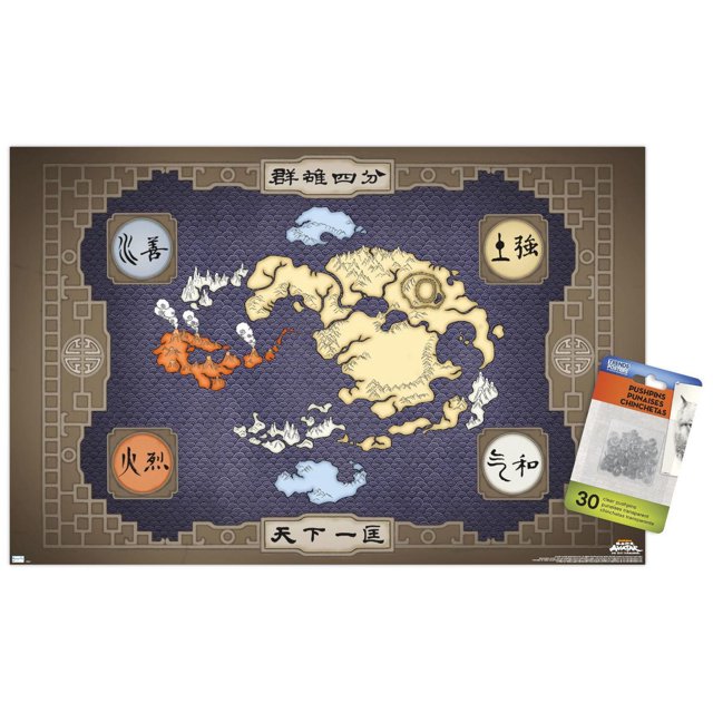 Avatar: The Last Airbender - Map Wall Poster, 22.375" x 34" Framed