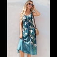 thumbnail image 4 of Vestido de Verano para Mujer, Sin Mangas, Floral, con Cuello Redondo, Cintura Alta, Corte A, Midi y Bolsillos Flores Blancas XL, 4 of 10