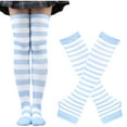 thumbnail image 2 of JMKQLZ Womens Knee High Socks and Long Knitted Arm Warmers Sets Striped Printed Fingerless Gloves and Stockings Suits, 2 of 3