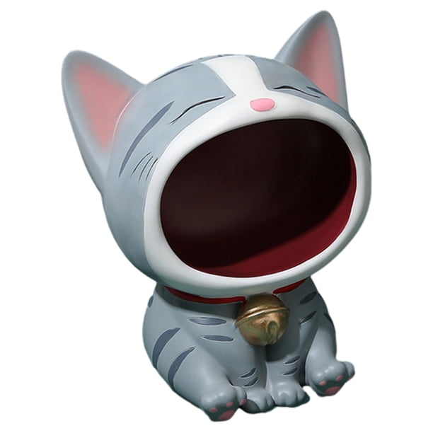 Caja Almacenamiento Desktop Candy Bandeja Container Cat Resin Craft () Azul