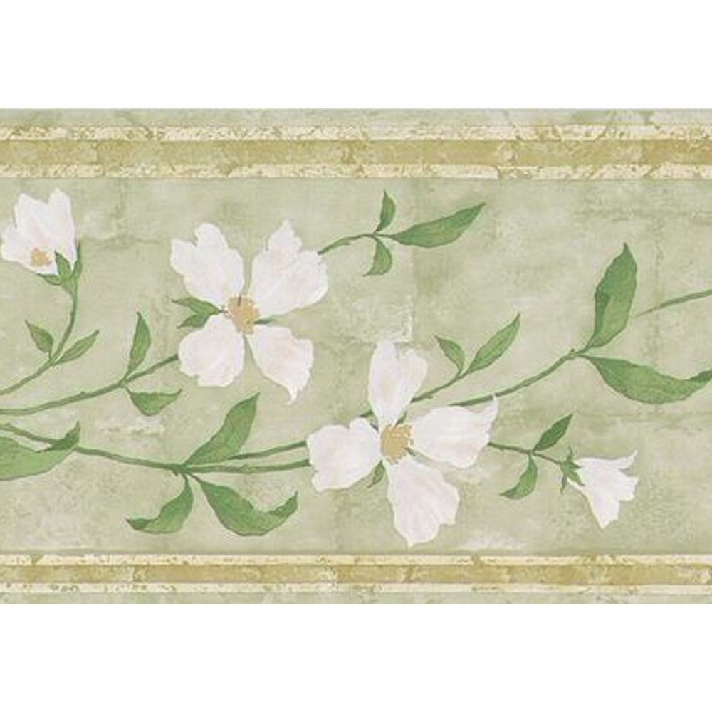 879178 White Flowering Vine Wallpaper Border