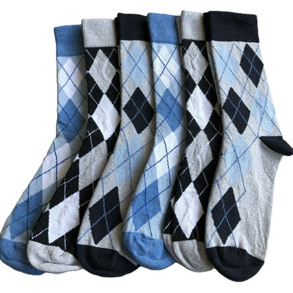 H & B Men's Argyle Socks, Cotton Seamless Breathable, Lightweight Comfortable  6 pack