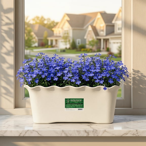 2-Pack Rectangular Planter Box with Wavy Edge & Drainage Holes, for Indoor/Outdoor Balcony Garden, Deck Railing, Flowers & Vegetables (11.9"x5.7"x5.2")