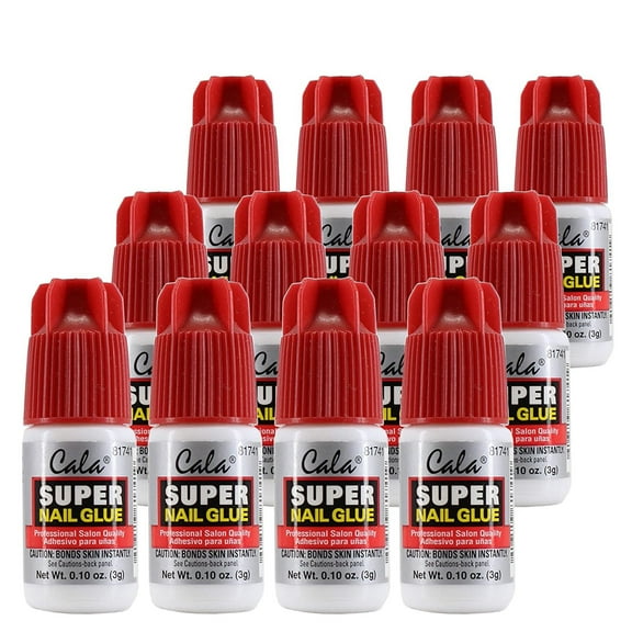 Cala Super Nail Glue Professional Salon Quality | Quick and Strong Nail Liquid Adhesive (12 Bottles)