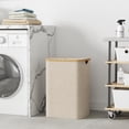 thumbnail image 2 of Cesto para la Ropa Sucia de 80L con Tapa, Cesta para la Colada con Asas de Bambú y Una Bolsa Extraíble, Cesto de Ropa Plegable Grande para Dormitorio, Cuarto de Baño, Lavadero, Beige, 2 of 9