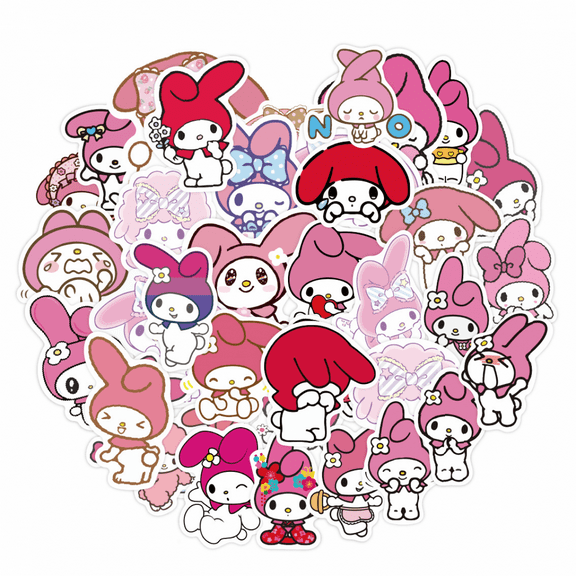 DONNGZAE 50Pcs Stickers for Kids, Cute Sanrio Melody Vinyl Waterproof Stickers for Water Bottles, Laptop, Skateboard, Luggage, Gifts for Boys Girls Adults SLO526-0343