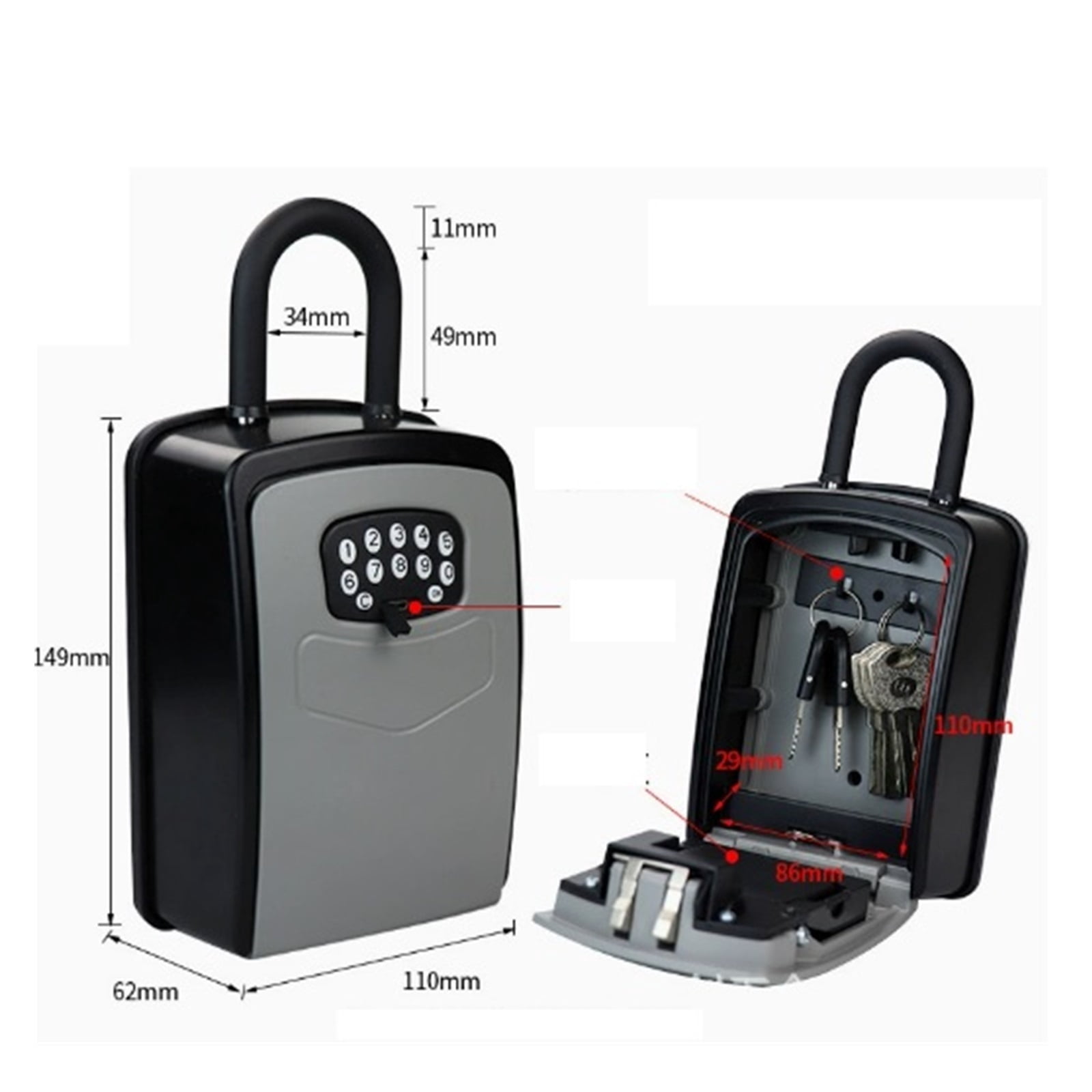 Fingerprint or Password Safe Key Bluetooth Storage Lock Box Wall Mount Security Anti-Theft Lockbox ,Additional Security