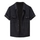 thumbnail image 1 of Camisa de manga corta de pana jacquard de diseño pesado para hombre, ideal para el verano: estampado navideño, tejido de lino, adecuada para el día a día y el trabajo., 1 of 1