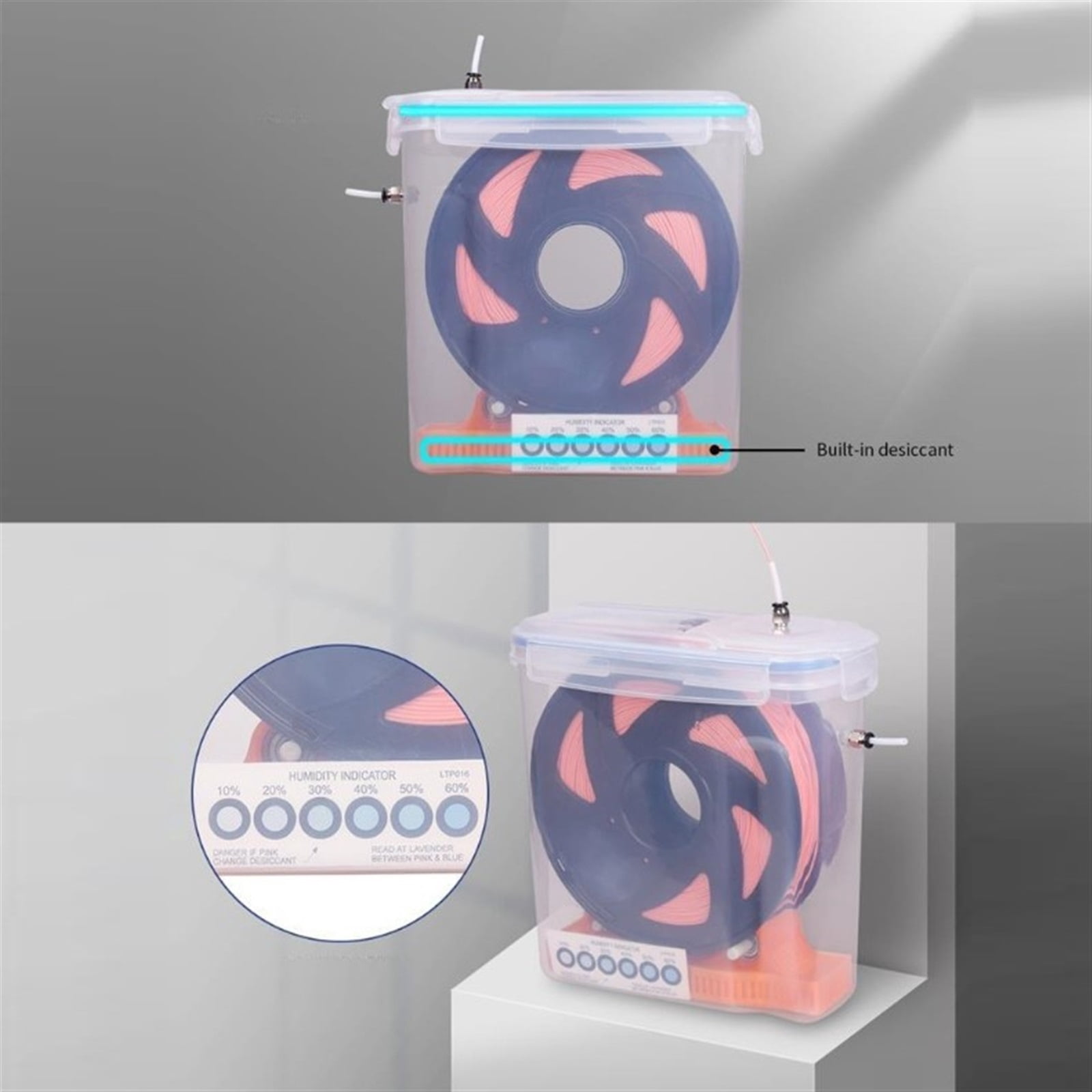 3D Printer Accessory, Filament Storage with Mount Rack, Compatible with 1 Kg 1.75mm PLA/PVA/ABS, Moisture-proof Sealed Box