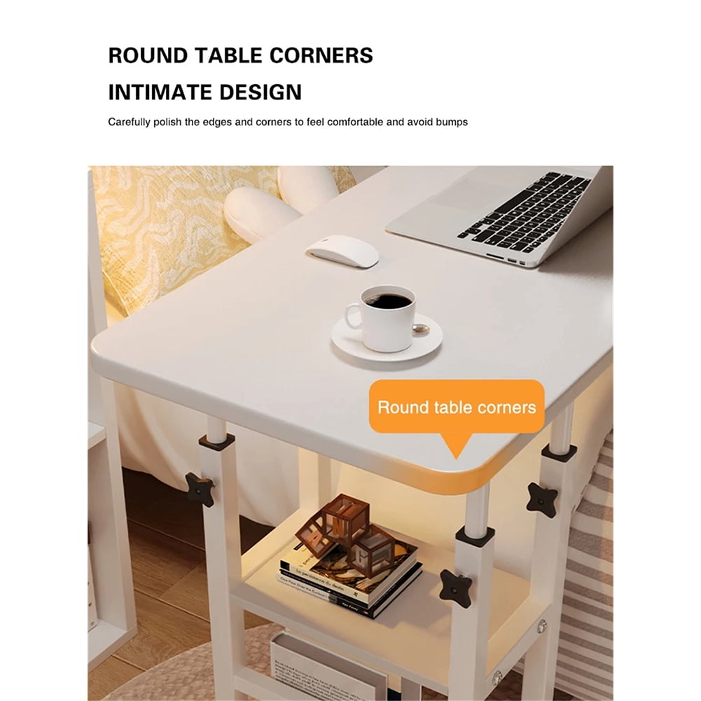 Ataucjin Small Mobile Standing Desk, Adjustable Height Portable Rolling Desk, Tiltable Desk C Shaped End Table For Couch, Hospital Table Laptop Stand For Home Office School