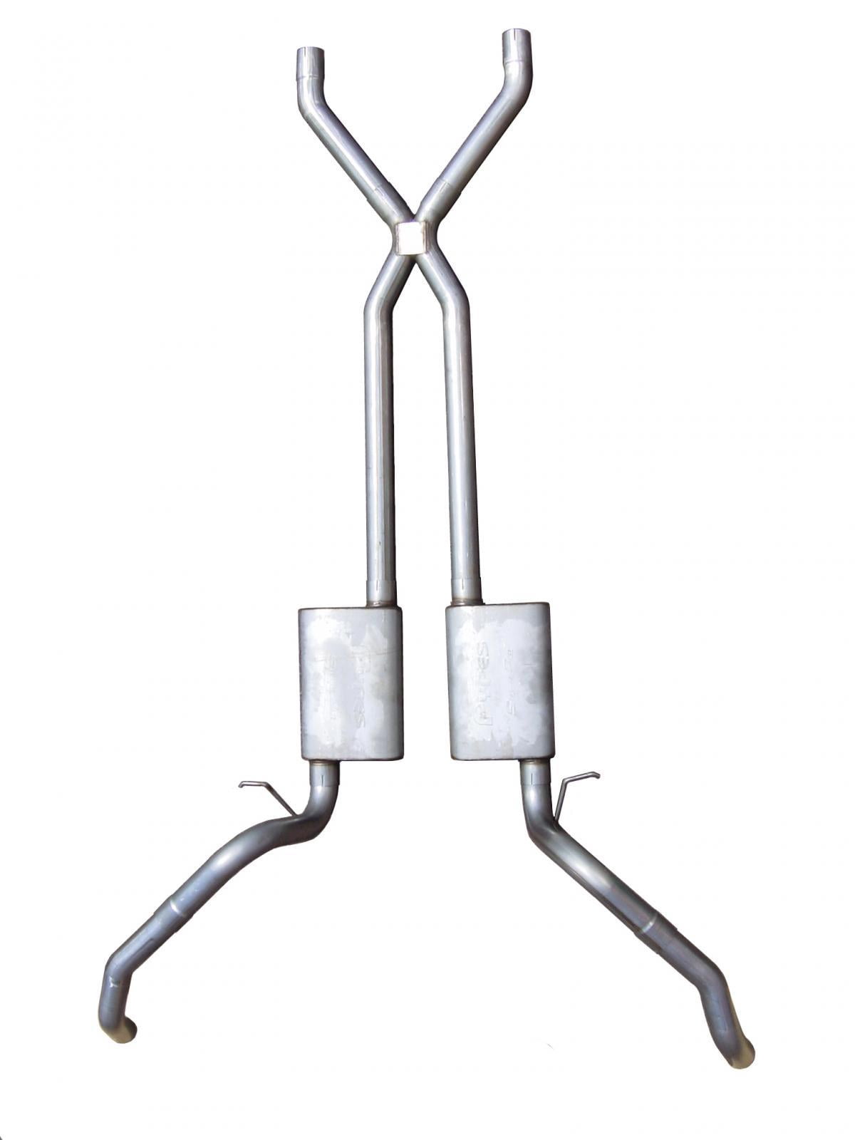 Pypes Exhaust Crossmember Back w/X-Pipe System 67-69 Split Rear Dual Exit 2.5"