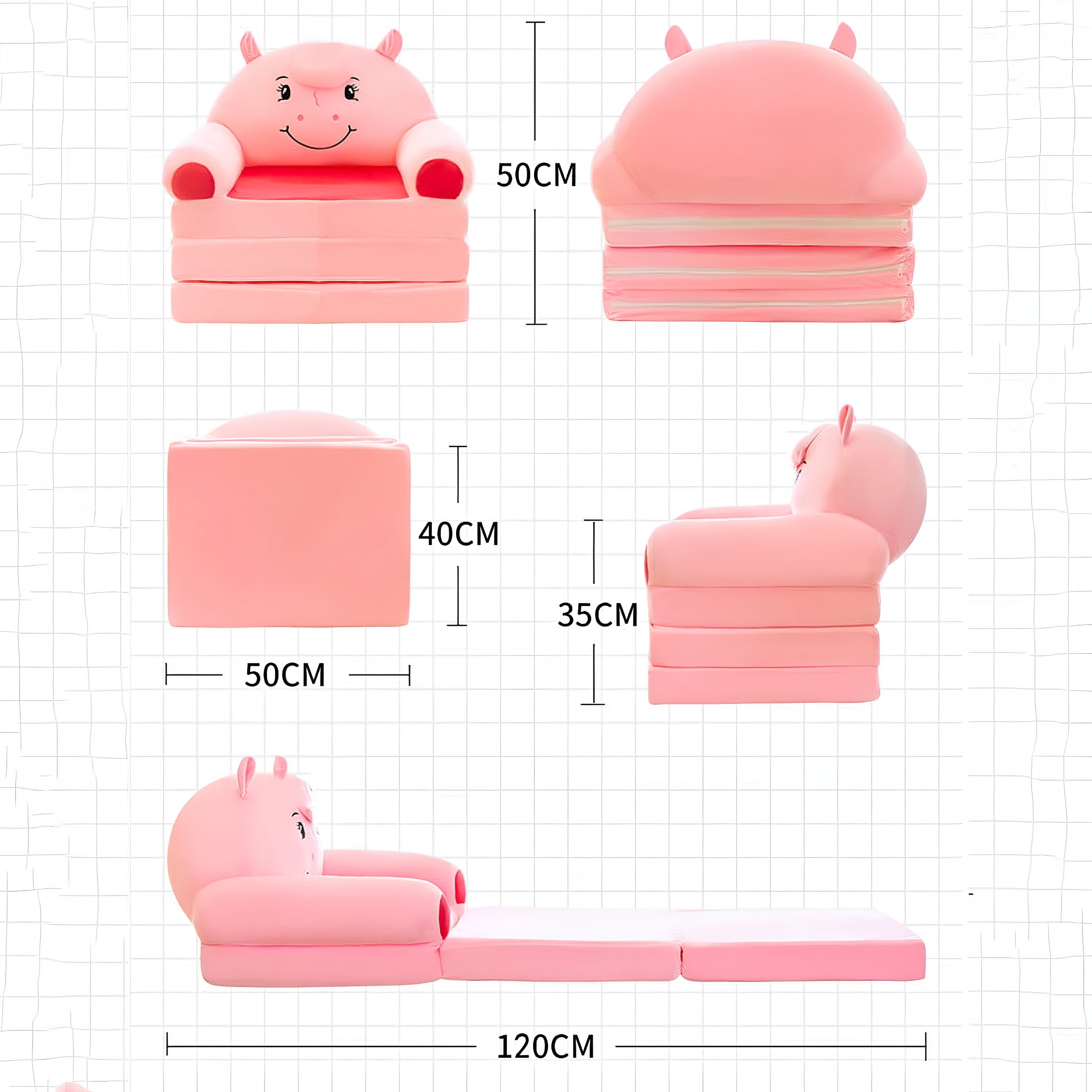 XIBUFE Kids Foldable Sofa Bed 2 in 1 Princess Chair without Liner Filler