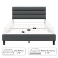 thumbnail image 5 of Bolvdo Queen Bed Frame with Velvet Upholstered Headboard, Metal Support, No Box Spring Needed, Noise Free, Easy Assembly, Grey, 5 of 8
