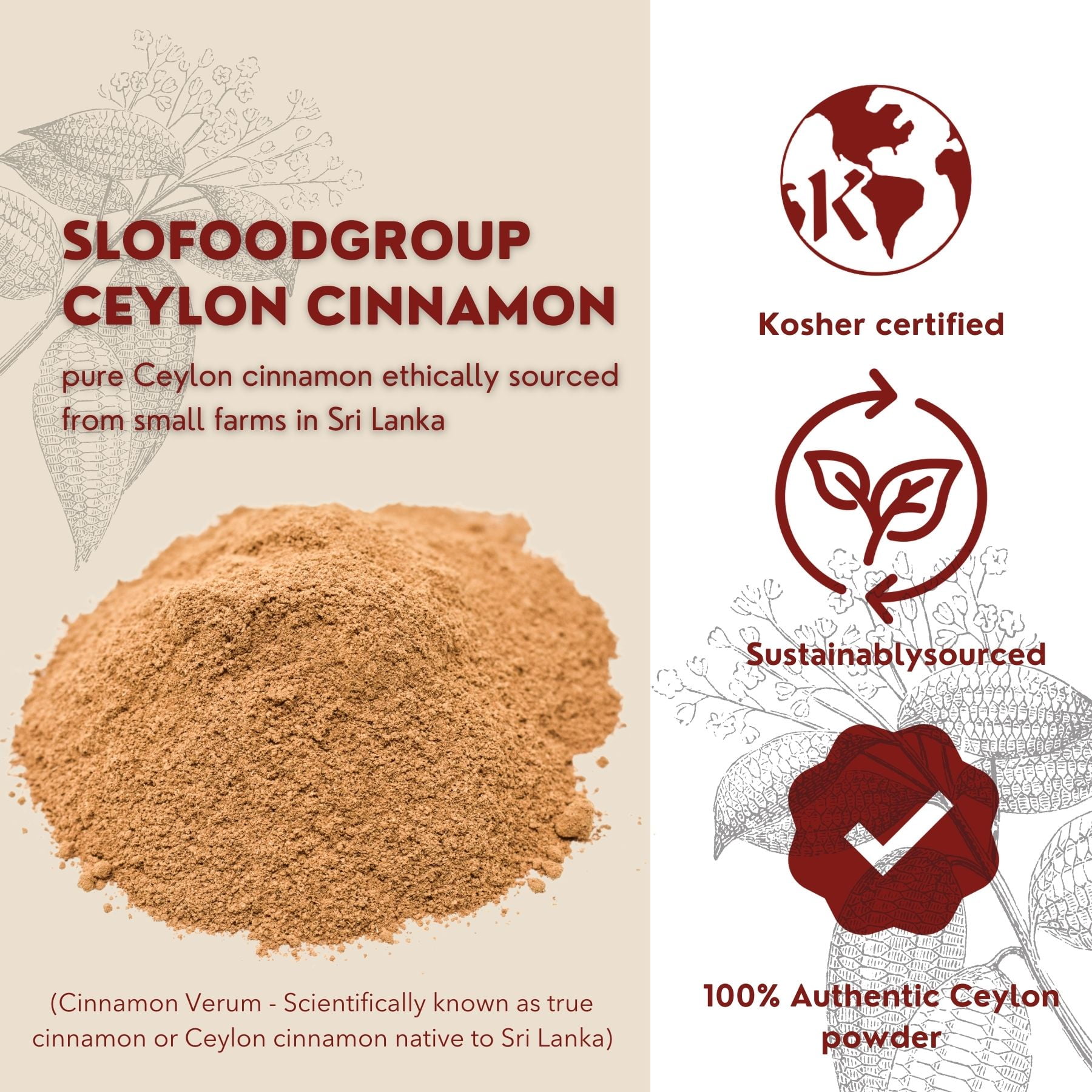 Ceylon Cinnamon Powder - Ground Cinnamon from Sri Lanka - 1lb