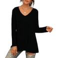 thumbnail image 2 of Mint Plus Pink - Women's Long Sleeve V-Neck Tunic Tops - Fit Flare & Pull Over Design - 6 Sizes - Floral & Medallion Print - Loose Fit - Casual Tunics with Unique Neck Style, 2 of 5
