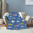 thumbnail image 3 of Ocean & Fish Doodles Blanket, Fluffy Soft Cozy Blanket Flannel Plush Microfiber Couch Throw, Bedding, 40"x30", 3 of 7