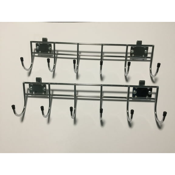 HSS Add-on 16" Wide Side Bar with 6 Hooks, Fits on 18" Wide Shelf, Chrome, 2-Pack