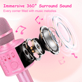 thumbnail image 3 of BONAOK Wireless Bluetooth Karaoke Microphone, 3-in-1 Portable Handheld Mic Speaker Party Machine for All Smartphones,Gifts for Kids Adults Q37 (Pink), 3 of 13