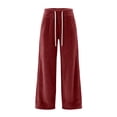 thumbnail image 2 of Lmueinov Womens Sweatpants Drawstring Elastic High Waist Double Sided Fleece Pants Wide Leg Sweatpants with Pockets for Jogger Coffee, 2 of 4