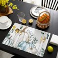thumbnail image 4 of Thanksgiving Placemats Set of 4, Blue White Pumpkin Autumn Fall Leaf Washable Wipeable Table Mats for Dining Tables, Indoor Outdoor Kitchen Place Mats for Holiday Party Table Decor, 4 of 9