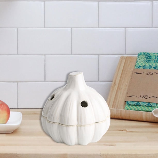 Tarro de almacenamiento para guardar ajos, decoración del hogar, compacto, con tapa ventilada, para cocina, para encimera, organizador de ingredientes