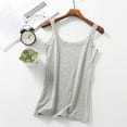 thumbnail image 2 of ATOYSOY Women's Lace Splicing Loose Tank Tops Cotton Linen Camisole Sleeveless Activewear Spaghetti Strap Casual Undershirt Running Girls Basic Tees Summer Workout Gray, 2 of 3