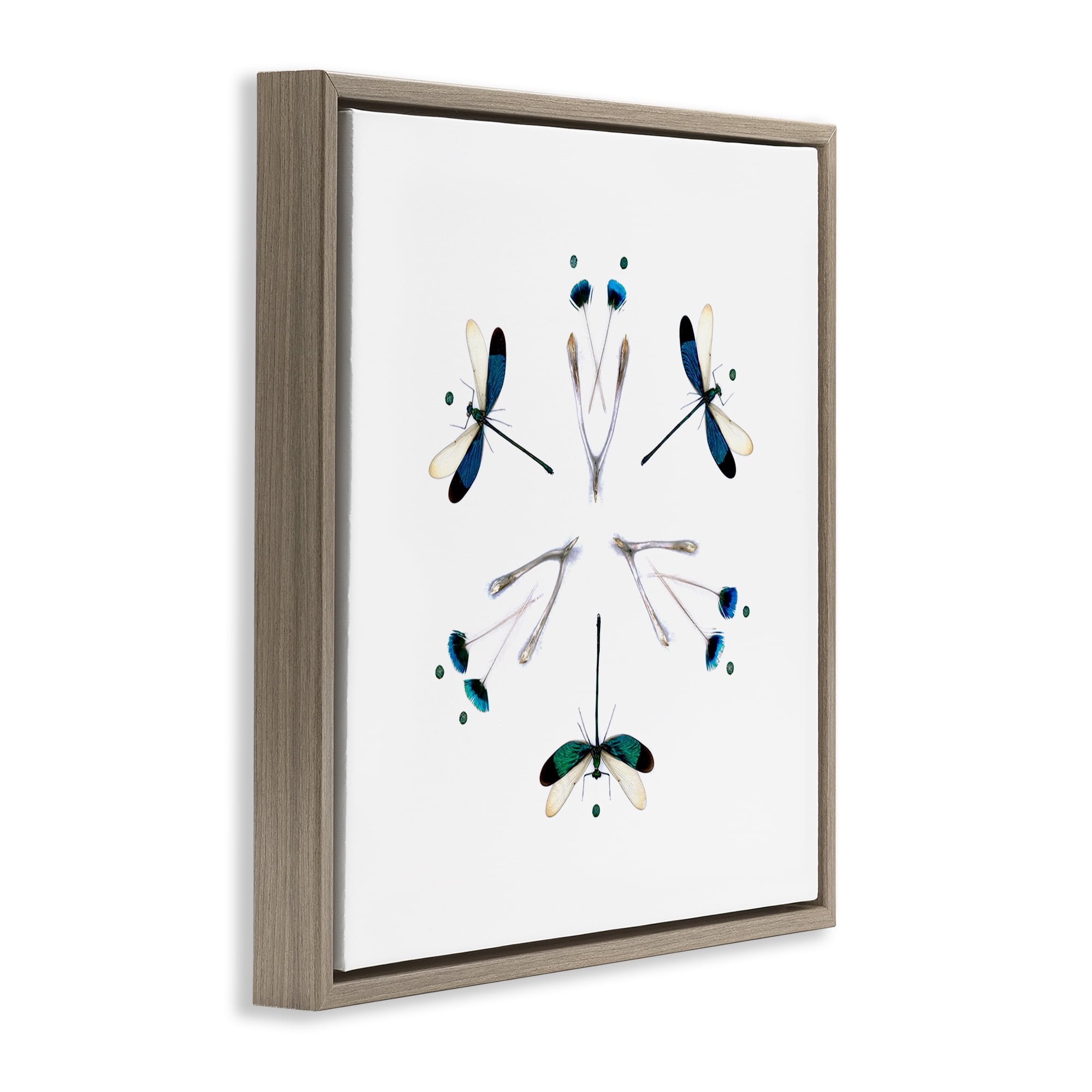 Stupell Industries Simple Dragonfly Symmetry Brown Framed Floater Canvas Wall Art, design by Beth Adoette