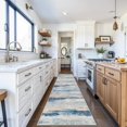 thumbnail image 3 of Western Coastal Beach Wave Pattern Kitchen Runner Rug - Washable Indoor Modern Abstract Low Pile Carpet for Beach House, Hallway, Entryway, Laundry, Vacation Rentals, Non-Slip Backing 3x12 Blue, 3 of 8
