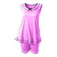 thumbnail image 6 of BUIGTTKLOP Satin Pajamas Sets for Women Sleeveless Bowknot Tank Tops Elastic Waisted Shorts Soft Loungewear, 6 of 6