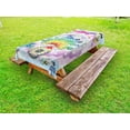 thumbnail image 1 of Hippie Outdoor Tablecloth, Funny Peacock with "Make Love Not War" Quote Hippie Flower Children Peace Theme, Decorative Washable Fabric Picnic Tablecloth, 58 X 120 Inches, Multicolor, by Ambesonne, 1 of 2
